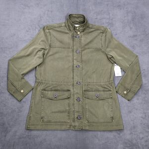 Lucky Brand Womens Utility Military Jacket Size L Olive Green Full Zip NWT